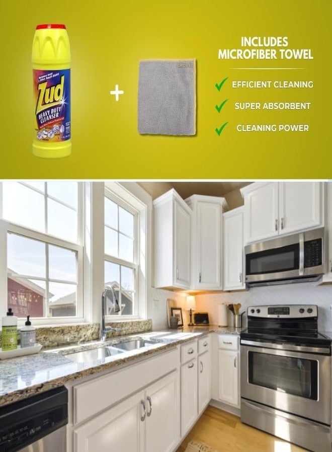 GROVE Zud Heavy Duty Cleanser Powder 16 oz Bundle with Microfiber Cloth - Powerful Rust and Stain Remover for Kitchen, Bathroom, and Outdoor Cleaning - Zud Heavy Duty Bathroom Cleaner - (2 Items) - Image 4